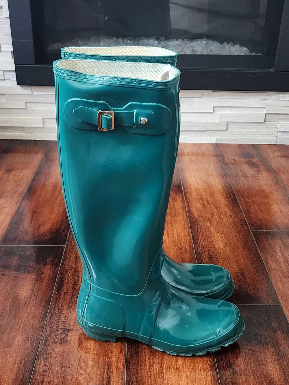 Hunter Original Tall Gloss Rain Boots Teal Green Women's US 8 / EU 39 Waterproof